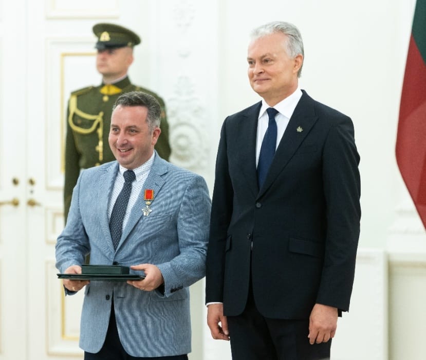 The Cross of the Knight of the Order for Merits to Lithuania for Simonas Gurevičius from Maisto Bankas
