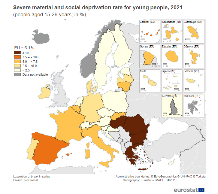 New statistics show that 6% of EU youth were severely materially & socially deprived in 2021